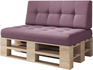 sunnypillow Palettenkissen Kaltschaum Palettenauflage Palettenpolster Palettensofa Sitzkissen Rückenlehne gesteppt 2er Set Purple