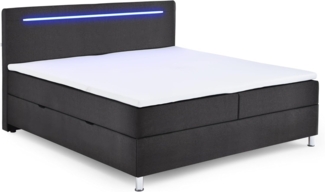 Boxbett >Candela< Liegefläche 180x200 cm, anthrazit/LED - Stellmaß: 182 x 110 x 209 cm (BxHxT)