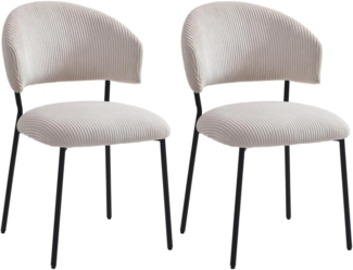 Vente-unique - Stuhl 2er-Set - Cord & schwarzes Metall - Beige - ALAYIS