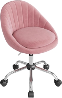 WOLTU Homeoffice Stuhl, Bürostuhl ergonomisch, Schminkstuhl drehbar, Drehstuhl mit Rollen, Schreibtischstuhl 150 kg belastbar, für Arbeitszimmer Schlafzimmer, Samt, Rosa, BS167rs