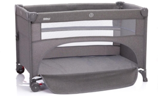 Fillikid Baby Reisebett Exklusiv | Beistellbett von Geburt bis 24 Monate (15 kg) | Kinder Reisebett mit Matratze | Baby Beistellbett seitlich aufklappbar | Babybett, Kinderbett 60x120 cm