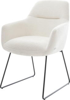 Esszimmerstuhl Pejo-Flex Bouclé Soft Beige Kufengestell Schwarz Taschenfederkern