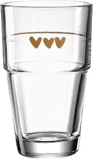 LEONARDO 043467 Solo Latte Macchiato Becher mit Motiv Herzen, Glas, 410 ml, klar