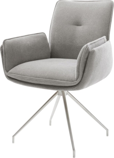 Esszimmerstuhl Nela-Flex Strukturstoff Soft Grau Kreuzgestell konisch Edelstahl
