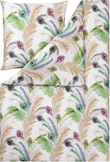 Estella Mako-Satin Bettwäsche 135x200 Feather Federn Pfauenfeder bunt 4772-985