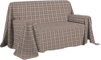 PENSIERI DELICATI Sofaüberwurf 180x290 cm, hergestellt in Italien, Überwurf aus 100% Reiner Baumwolle, Muster Tartan, beige, ideal als Überwurf für Sofa oder Sommerdecke (Einzelbett)