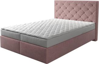 Boxspringbett Dream-Great Mikrofaser Rosé 140x200 cm mit Matratze und Topper