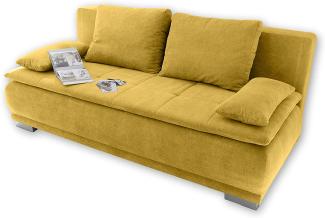 Couch Sofa Zweisitzer LUIGI Schlafcouch Schlafsofa ausziehbar senf gelb 208cm