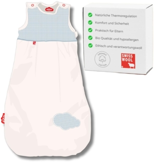 Zizzz 4 Jahreszeiten Kinderschlafsack in 3 Größen & vielen süßen Designs - Atmungsaktiver Schlafsack für einen erholsamen Schlaf mit Zizzz (70cm (0-6 M), Vichy blue)