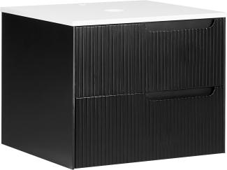 Wandmontierter Waschtischunterschrank QUINTELA 60 cm 52 cm 48 cm Schwarz