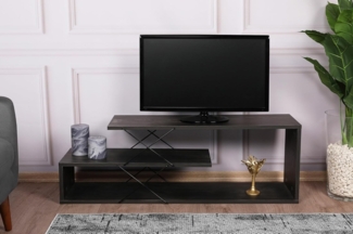 Hanah Home Industrial TV Stand, Dark Brown, 120 x 40 x 30 cm | 100% Melamine Coated Particle Board, 18 mm Thick | Multiple Shelves for Stylish Storage