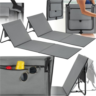 tectake Gartenliege 2er Set Strandmatte, Set, 2 St, Klappbare Strandmatte mit Tragegurt im praktischen 2er-Set