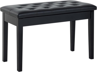 HOMCOM Klavierbank traditionellen Flurbank im Landhausstil kosmetischer Hocker Stauraum (Hocker, 1-St, Klavierhocker), Gummiholz Kunstleder Schwarz 76 x 36 x 50 cm