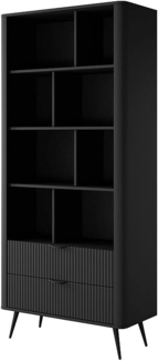 Vente-unique - Wohnwand mit 2 Schubladen & 8 Fächern - MDF - Schwarz - ELONARIA II von Pascal Morabito