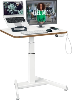 Leitz Ergo Compact Workstation Kleiner Elektrischer höhenverstellbarer Sitz-/Steh-Schreibtisch, 80x60 cm, Stehpult belastbar bis 80 kg, Mit Aufsteherinnerung, Für Büros & Home Office, Weiß, 65340001