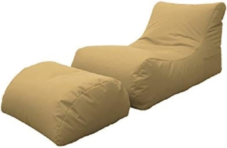 Dmora Moderne Chaiselongue fürs Wohnzimmer, Made in Italy, Sessel mit Fußstütze aus Nylon, Gepolsterter Sitzpuff für Schlafzimmer, 120x80h60 cm, Farbe Beige