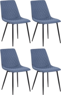 CLP 4er Set Esszimmerstühle mit Metallgestell,blau