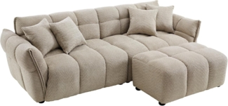 riess-ambiente 3-Sitzer CLOUD 260cm beige · XXL Couch mit Boucléstoff-Bezug und 4 Zierkissen, Einzelartikel 1 Teile, Bigsofa mit Federkern · Nosagunterfederung · Modern Design
