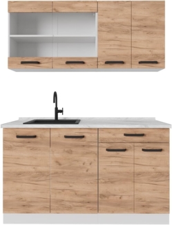 Singleküche R-Line Goldkraft Eiche/Weiß 140 cm AP Anthrazit Vicco