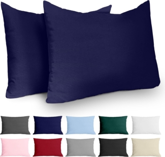 Kissenbezug 40x60 (Set mit 2) - 100% Jersey Baumwolle 150 g/qm Kissenbezüge -Dunkelblau - Für Kissen 40x60 cm - Kissenhülle - Kissenbezug - Resistent und Hypoallergen - Dreamzie