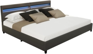 HOME DELUXE LED Bett mit Schubladen NUBE - 200 x 200 cm ohne Matratze Dunkelgrau