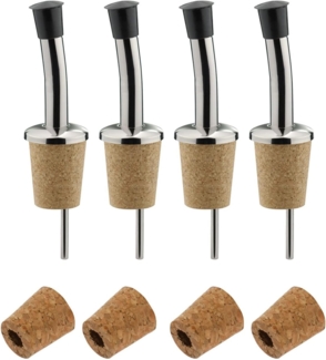 WESTMARK Flaschenausgießer 4 Stück + 4 Ersatzkorken, mit Kläppchen, mit Luftröhrchen, Naturkorken