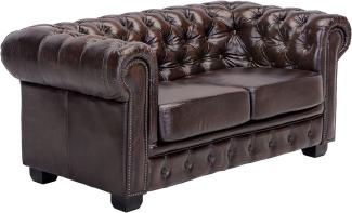 Sofa Chesterfield 2-Sitzer Echtleder braun