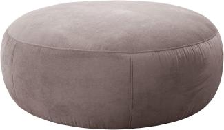 CAVADORE XXL-Hocker Cannes / Riesiger, moderner Rundhocker als Beistelltisch, Sitzgelegenheit oder Fußablage / 104 x 44 x 104 / Flachgewebe, Braun