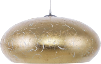 'Limnatis' Hängeleuchte Gold Metall runder Schirm in Blattgold-Optik Moderner Stil