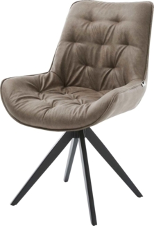 Esszimmerstuhl Taimi-Flex Mikrofaser Taupe Vintage Kreuzgestell kantig Schwarz