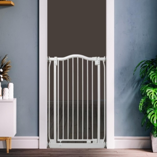 Safetots Extragroßes Treppenschutzgitter mit gebogenem oberen Teil, 71cm - 80cm, Mattweiß, Extra Hoch 100cm in der Höhe, Treppenschutzgitter mit Druckbefestigung, Babygitter für Türen