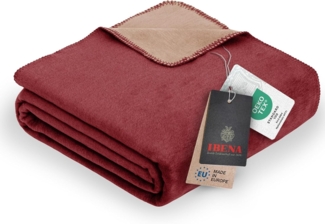 Ibena 'Dublin' Wohndecke, Jacquard bordeaux / hellbraun, 150 x 200 cm