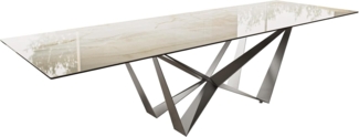 Esstisch Edge 300x100 Keramik Laminam® Onice Oro ?Spider Flachstahl Edelstahl