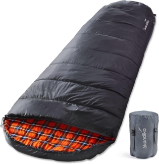 Skandika Mumienschlafsack, breit, groß, Camping, koppelbar, 3-Saison, bis -12°C, Packsack Outdoor