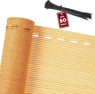 DETEX® Zaunblende 1,4 x 10m beige Balkonsichtschutz mit 50 Kabelbindern