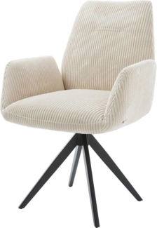 Esszimmerstuhl Zoa-Flex Cord Beige Kreuzgestell kantig Schwarz Taschenfederkern