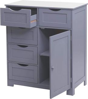 Kommode HWC-B65, Schubladenschrank Schrank, 5 Schubladen und 1 Tür 80x70x35cm ~ grau