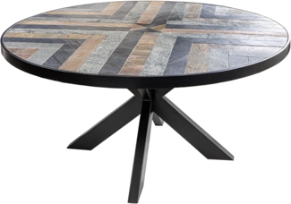 riess-ambiente Esstisch MOUNTAIN SOUL 140cm schwarz grau · runder Tisch mit Naturstein-Platte (Einzelartikel, 1-St), 6 Personen · Sterngestell aus Eisen · 4,5cm Tischplatte · Industrial