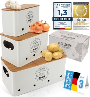 Dimono Aufbewahrungsbox 3er Set (Frischhaltedose, Lebensmittel-Box), Ideal für Zwiebeln, Kartoffeln & Knoblauch