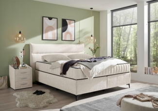 Boxspringbett Vlieland von ED Exciting Design Farbe Ivory mit H3/H4 Duo-Matratze 180 x 200 cm