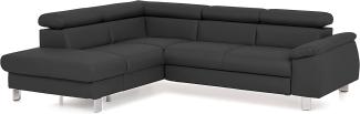 Mivano Ecksofa Micky mit Ottomane / L-Form-Sofa mit Schlaffunktion, Stauraum und Kopfteilverstellung / 249 x 72 x 207 / Kunstleder, Schwarz