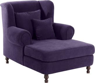 Mareille Big Sessel Veloursstoff Violett Buche Nussbaumfarben