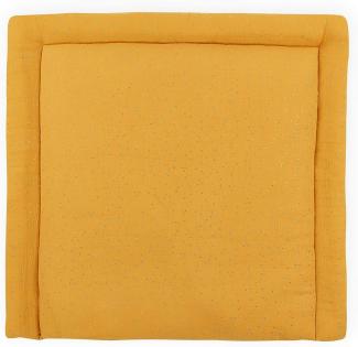 KraftKids Wickelauflage in Musselin goldene Punkte auf Gelb, Wickelunterlage 75x70 cm (BxT), Wickelkissen