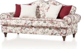 Sofa 3-Sitzer Elita in creme Landhaus Blumen 200 cm