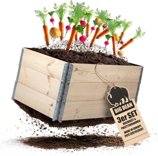 3 Stück Hochbeet für Garten Holz Beet Hochbeete-Kit Palettenrahmen 80x60 cm