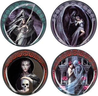 Figuren Shop GmbH Teller Teller 4er Set - Dance with Death by Anne Stokes - Gothic Dekoteller, (4 St)