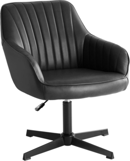 Sweetcrispy Esszimmerstühle, Küchenstuhl Drehbar & Höhenverstellbar - Leder Sessel Esstisch mit Armlehne, 360° Drehstuhl Esszimmer in Schwarz, 1 Stück