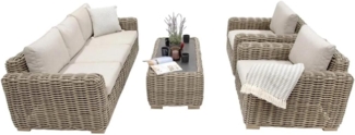Trinidad Gartenlounge Set, Polyrattan, beige, für 5 Personen