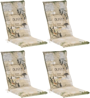 GO-DE Hochlehnerauflage GARDOLI, B 50 x L 120 cm, Beige, Grün, 4er Set, (Set, 4 St), Gartenstuhlauflagen für Hochlehnstühle