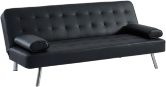 Vente-unique - Schlafsofa Klappsofa - Kunstleder - Schwarz - MICHELLE II
